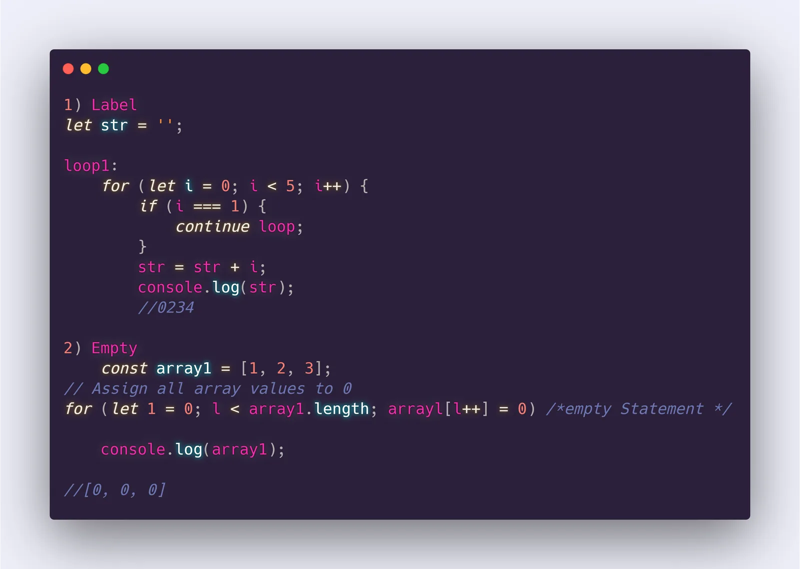 Diagram: Empty & Label Statements in JavaScript